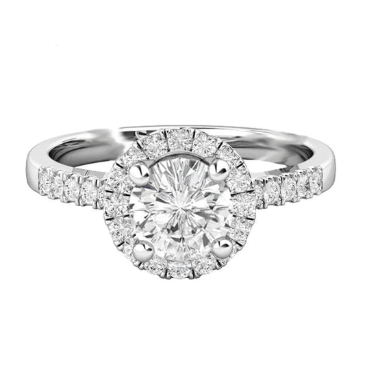 Halo Echt Diamant-Verlobungsring 5,10 Karat 14K Weißgold