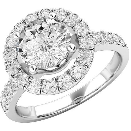 Halo Echt Diamant-Verlobungsring 5,10 Karat 14K Weißgold