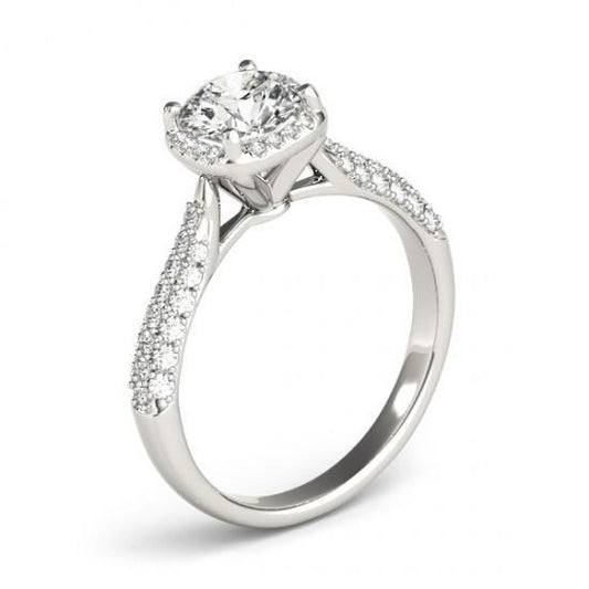 Halo Echt DiamantSolitaire Ring mit Akzent 1,50 Karat Neu Weißgold 14K