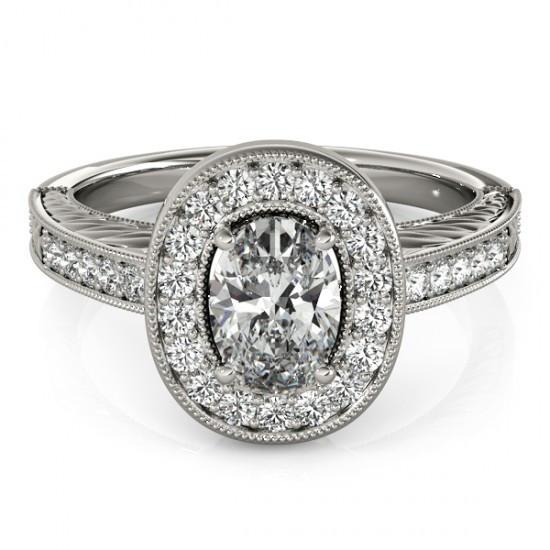 Halo Echt DiamantVintage Style Verlobungsring 1,25 Karat massiv WG 14K