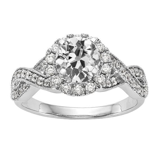 Halo Ehering Alter Minenschliff Echt Diamant Infinity Style 5 Karat