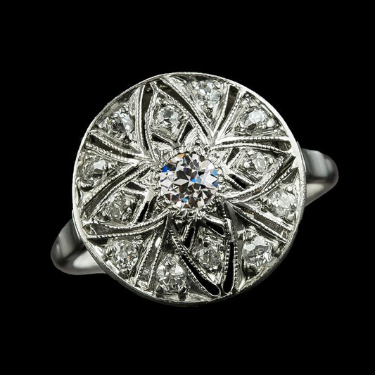 Halo Ehering Old Cut Runden Natürliche Diamants Flower Style 2,50 Karat