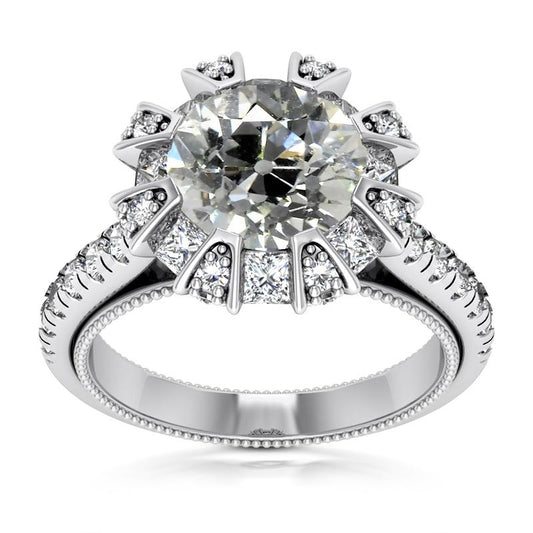 Halo Ehering Princess & Runden Old Cut Echt Diamants 7.50 Karat