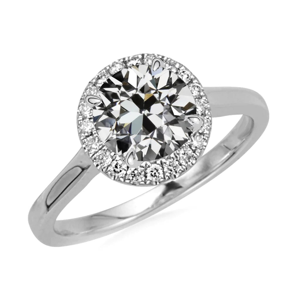 Halo Ehering Runder Altschliff Echt Diamant Damen Goldschmuck 4 Karat