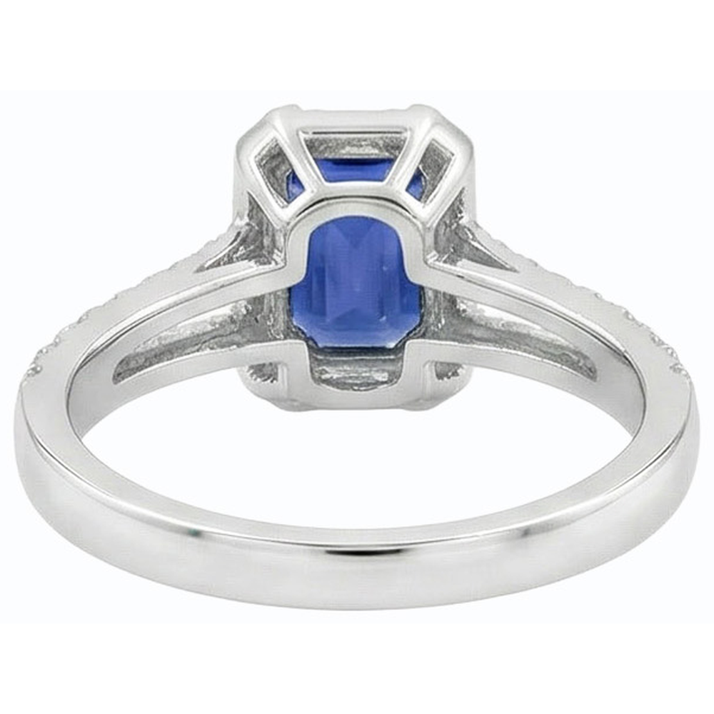 Halo Ehering Split Shank Sri Lanka Saphir & Natürlicher Diamant ( nicht im Labor gezüchtet )en 3 Karat