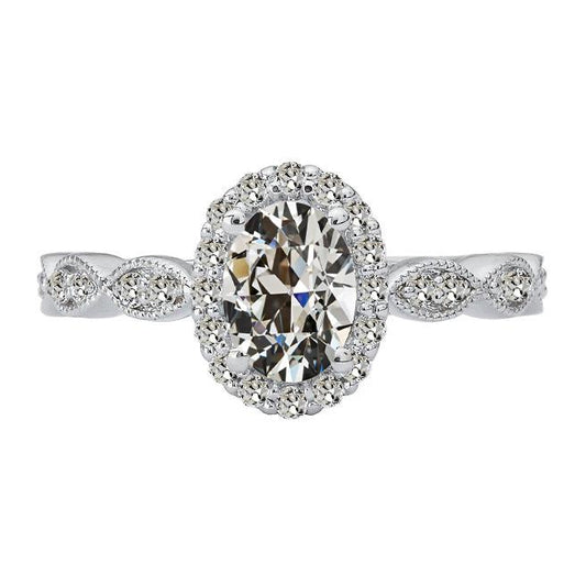 Halo Ehering runder alter Minenschliff Echt Diamant 5 Karat Schmuck