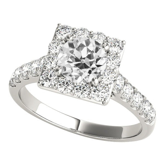 Halo Ehering runder alter europäischer Echt Diamant 5.50 Karat Krappenset