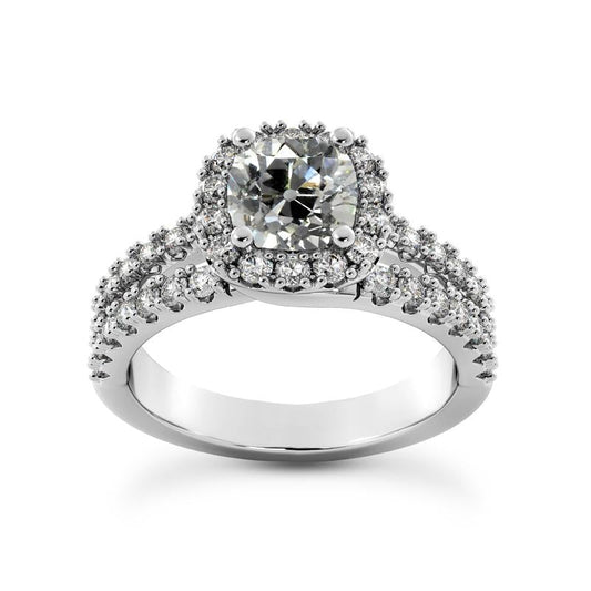 Halo Eheringkissen alter Bergmann Echt Diamants Split Shank 4.75 Karat