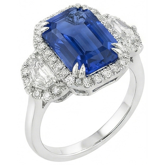 Halo Emerald Ceylon Sapphire Jubilee Real Aus der Erde Abgebauter Natürlicher Diamant ( nicht im Labor gezüchtet )ring 5 Karat