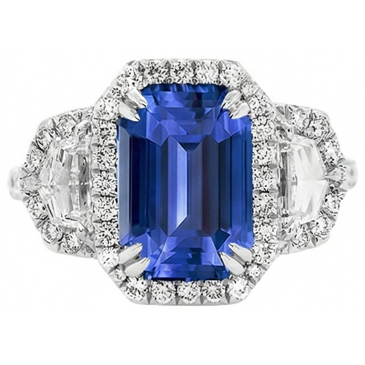 echter round saphir 5Karat ring Detailansicht