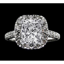 Halo-Fassung Kissen Zentrum Echt Aus der Erde Abgebauter Natürlicher Diamant 4.8 Kt. Ring