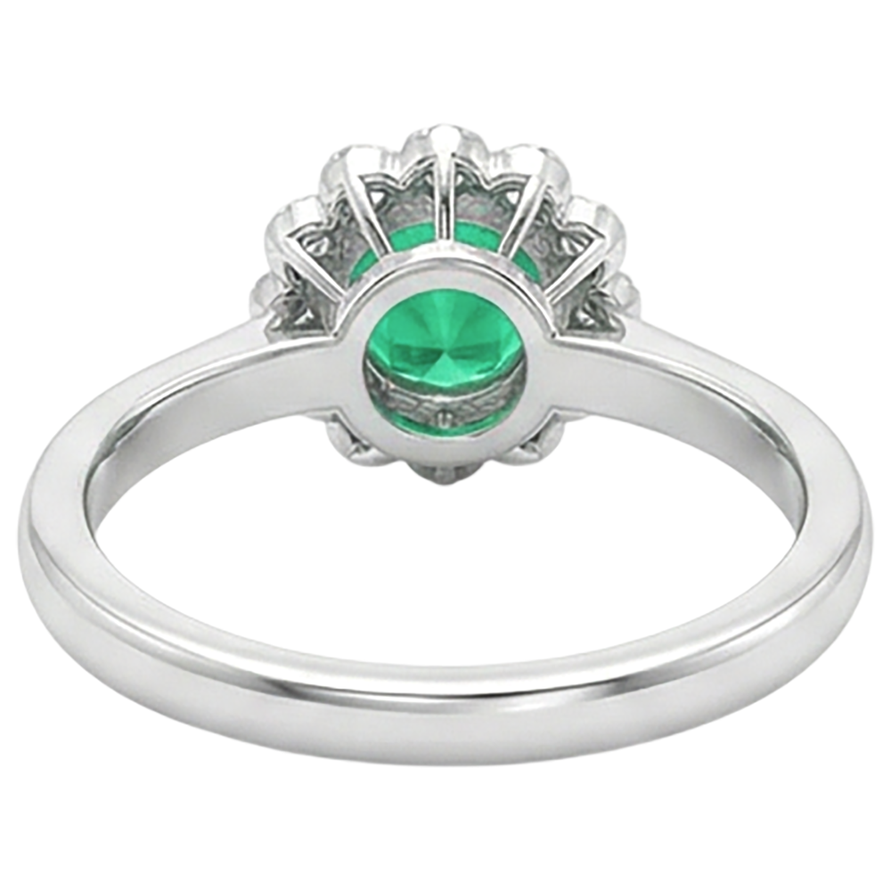Rund-Brillant Kolumbianischer Smaragd Ring in Bicolor 14K Gold – Rückansicht