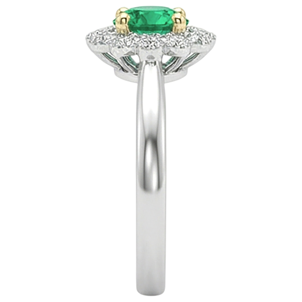 Farbstein-Ring Bicolor 14K Gold mit Kolumbianischer Smaragd – Draufsicht