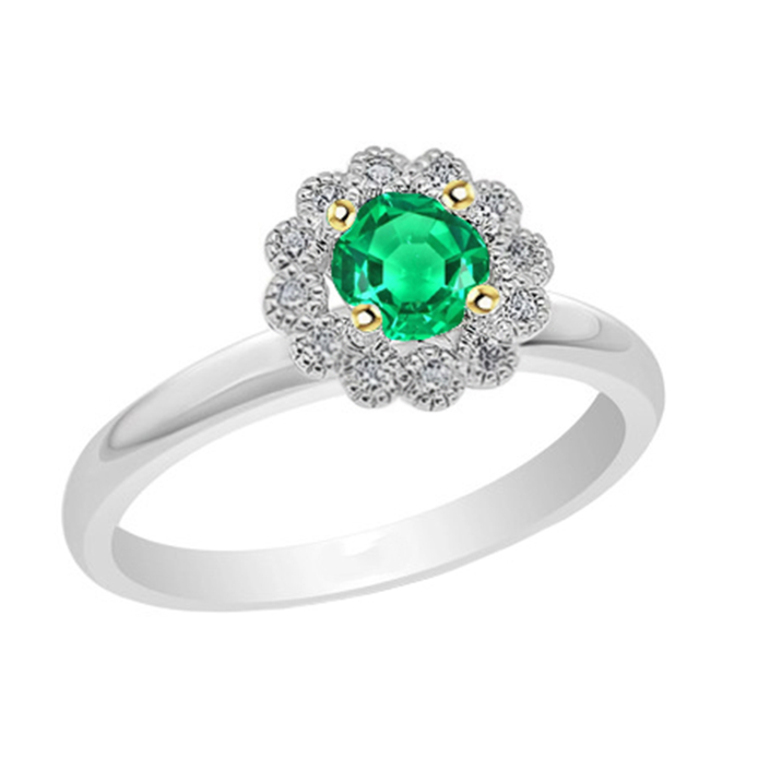 Kolumbianischer Smaragd Farbstein-Ring 2-Karat Bicolor 14K Gold – Hauptansicht