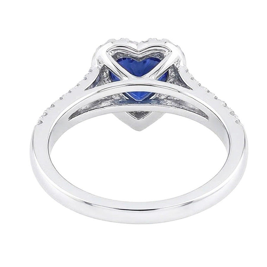 Halo Heart Blue Saphir Ring Pave Split Shank Natürlicher Diamant ( nicht im Labor gezüchtet )s 3,50 Karat