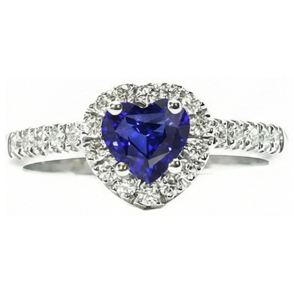 Halo Heart Ceylon Saphir Ehering 3,50 Karat Natürlicher Diamant ( nicht im Labor gezüchtet )schmuck