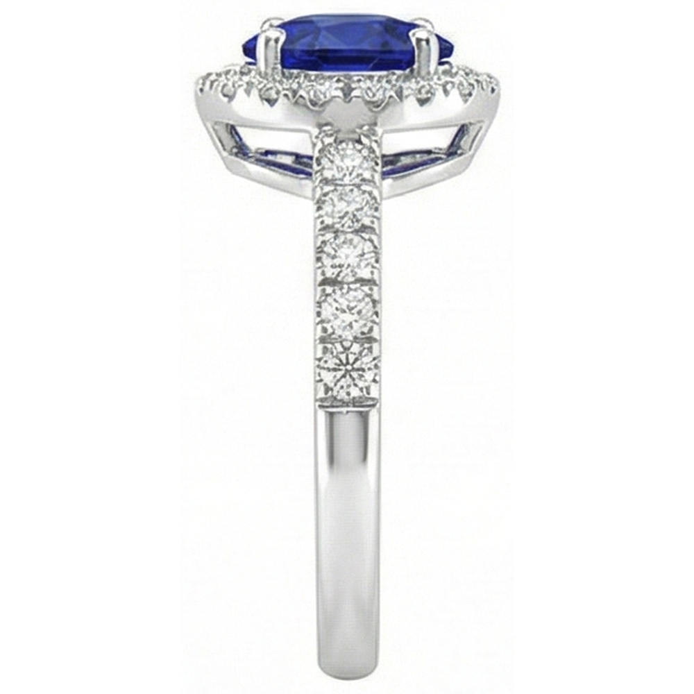 Halo Heart Ceylon Saphir Ehering 3,50 Karat Natürlicher Diamant ( nicht im Labor gezüchtet )schmuck