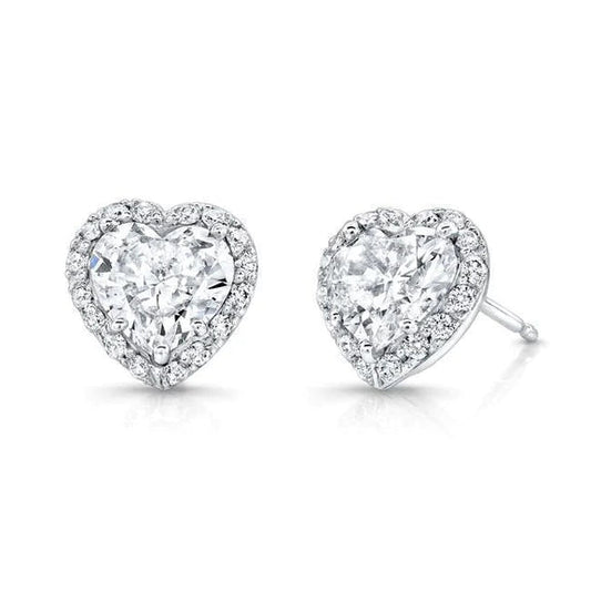 Halo Heart & Runden Shape 3,32 Karat Echt Diamant-Ohrstecker