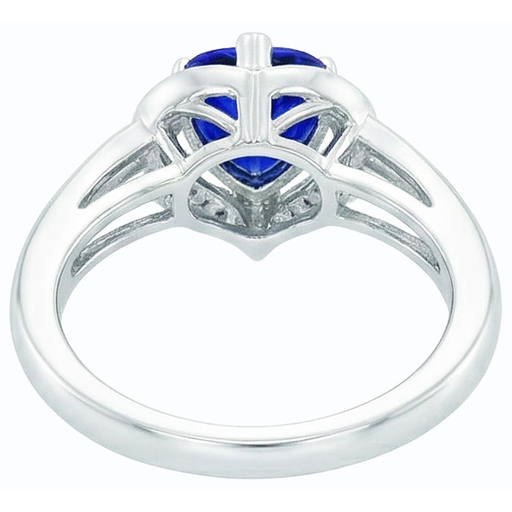 Halo Heart Style Sri Lanka Saphirring 1,50 Karat Natürlicher Diamant ( nicht im Labor gezüchtet )en