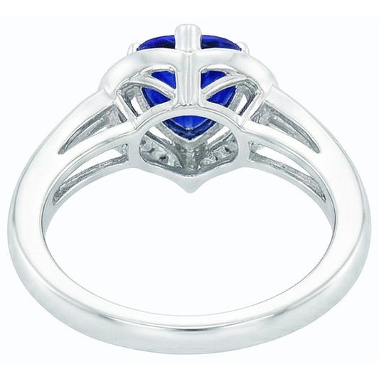 Halo Heart Style Sri Lanka Saphirring 1,50 Karat Natürlicher Diamant ( nicht im Labor gezüchtet )en