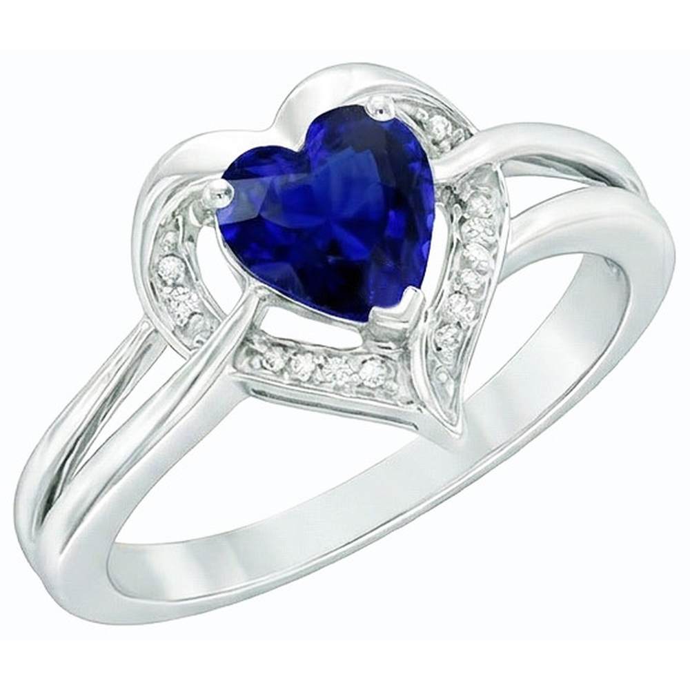 Halo Heart Style Sri Lanka Saphirring 1,50 Karat Natürlicher Diamant ( nicht im Labor gezüchtet )en