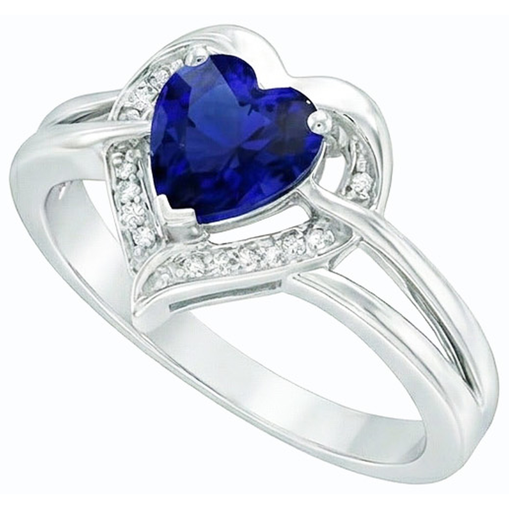 Halo Heart Style Sri Lanka Saphirring 1,50 Karat Natürlicher Diamant ( nicht im Labor gezüchtet )en