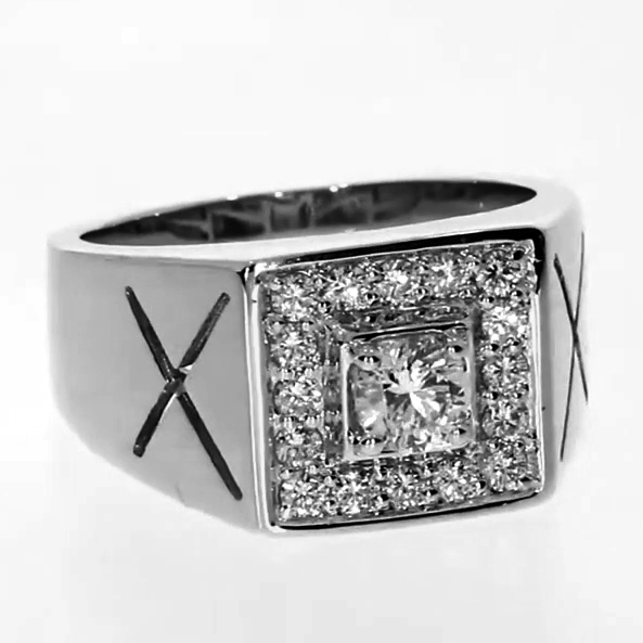 Halo Herr Ring Rund Echt Diamant Herren Schmuck