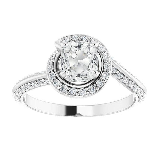 Halo Jubiläumsring Kissen Altschliff Echt Diamant Krappen Set 6 Karat