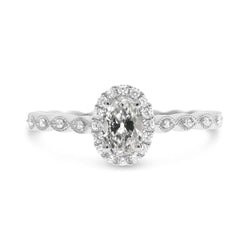 Halo-Jubiläumsring für Damen Ovaler Echt Diamant im alten Minenschliff 3.50 Karat