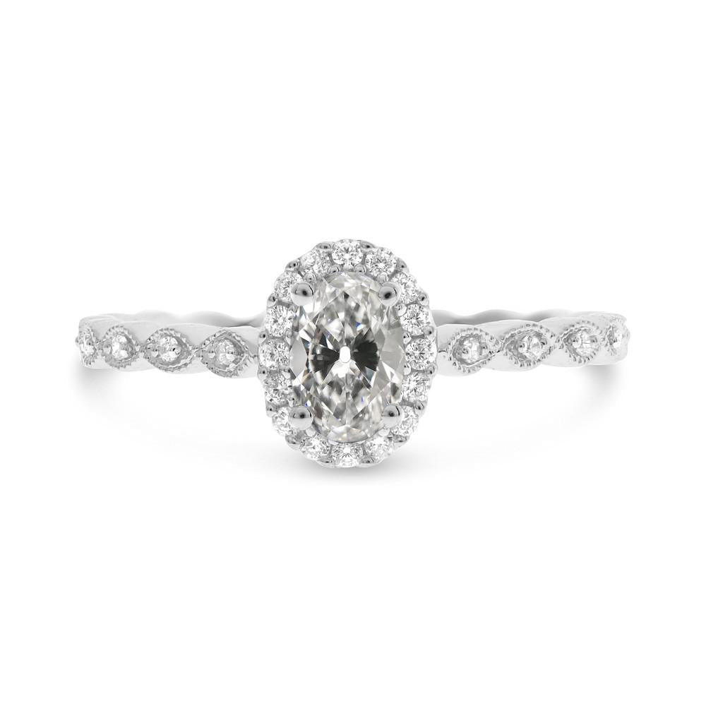 Halo-Jubiläumsring für Damen Ovaler Echt Diamant im alten Minenschliff 3.50 Karat