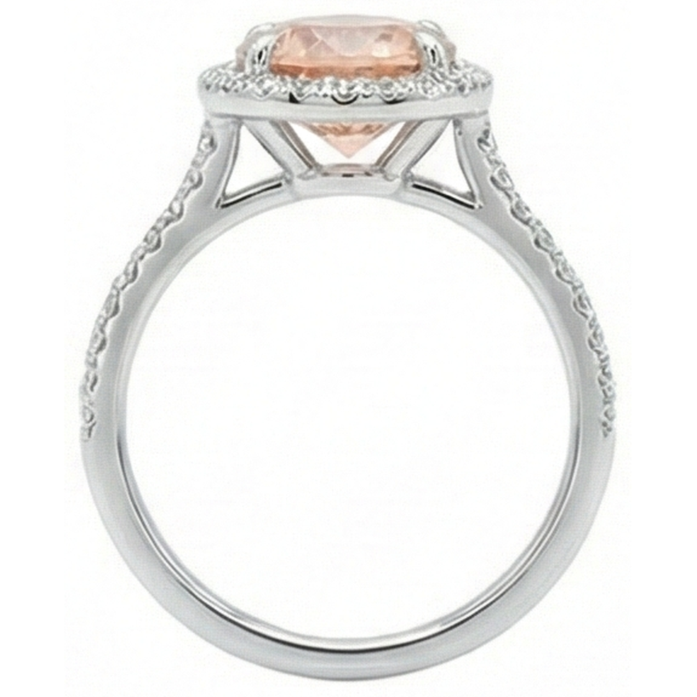 Halo Morganit und Aus der Erde Abgebauter Natürlicher Diamanten 15,50 Karat Ring Weißgold 14K