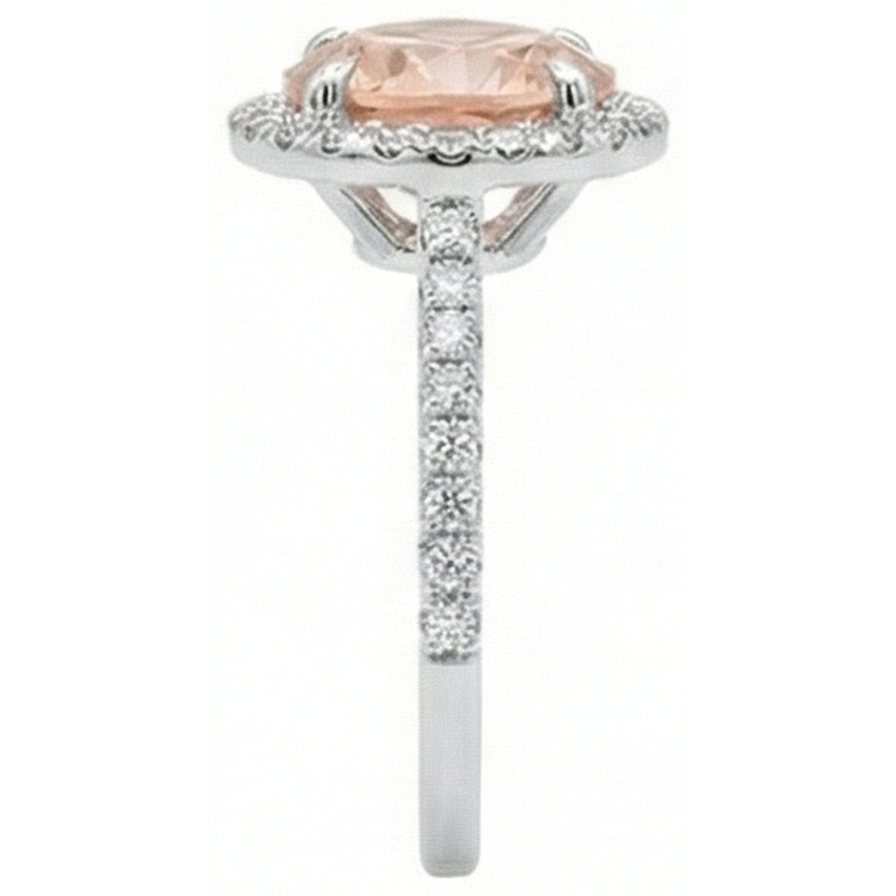 Halo Morganit und Aus der Erde Abgebauter Natürlicher Diamanten 15,50 Karat Ring Weißgold 14K
