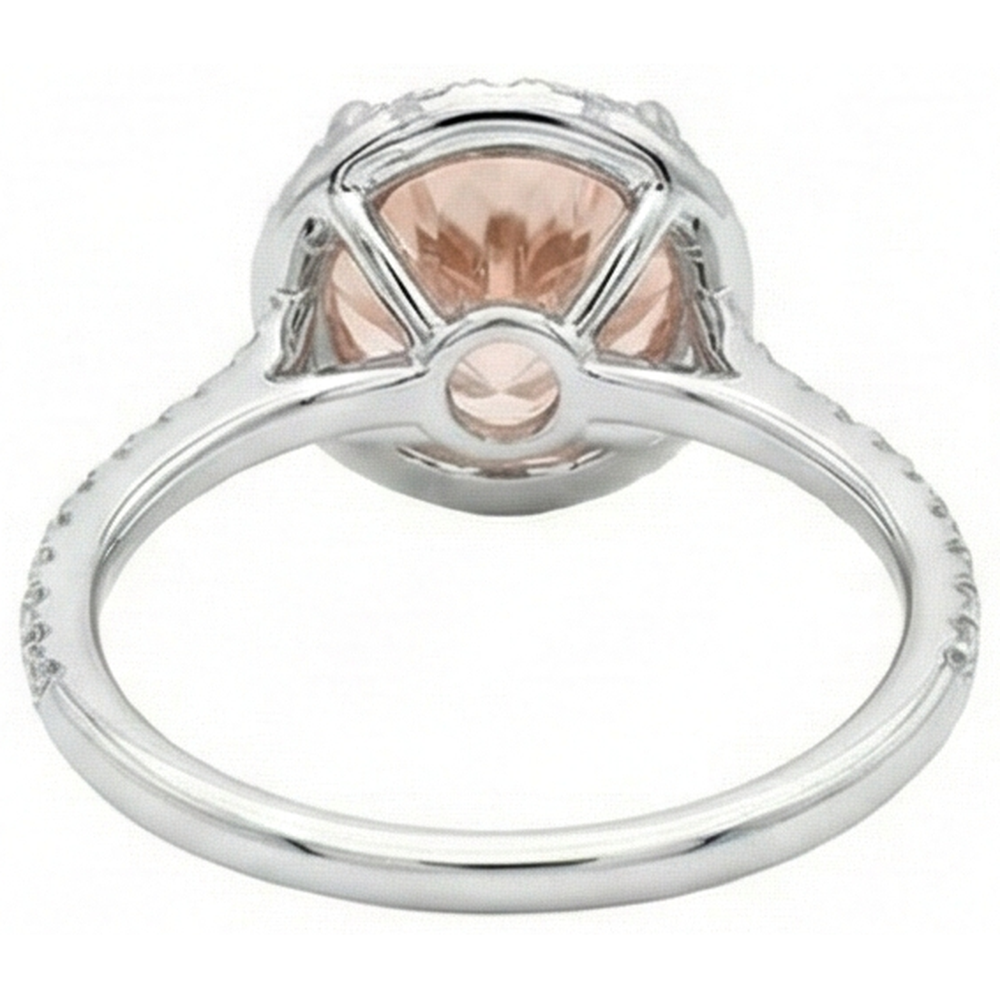 Halo Morganit und Aus der Erde Abgebauter Natürlicher Diamanten 15,50 Karat Ring Weißgold 14K