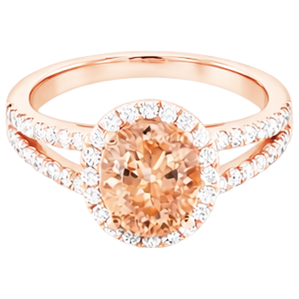 Halo Morganit und Aus der Erde Abgebauter Natürlicher Diamanten 21 Karat Ring Roségold 14K