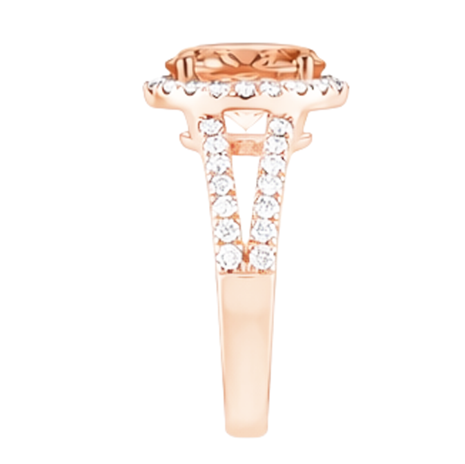 Halo Morganit und Aus der Erde Abgebauter Natürlicher Diamanten 21 Karat Ring Roségold 14K