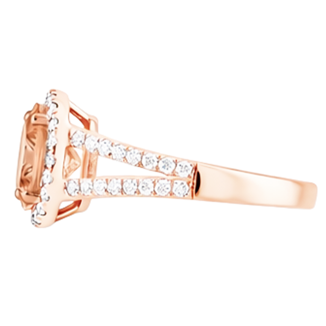 Halo Morganit und Aus der Erde Abgebauter Natürlicher Diamanten 21 Karat Ring Roségold 14K
