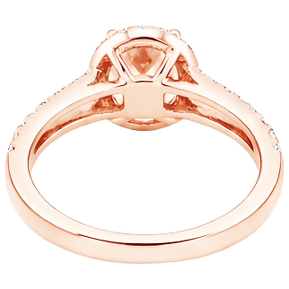 Halo Morganit und Aus der Erde Abgebauter Natürlicher Diamanten 21 Karat Ring Roségold 14K