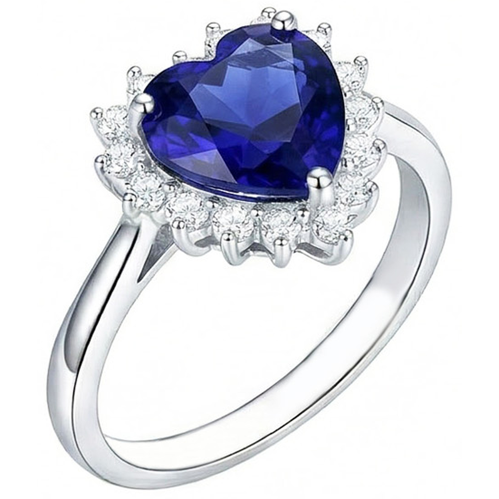 Halo Natural Blue Saphir Ring Star Style Natürlicher Diamant ( nicht im Labor gezüchtet )en 2,50 Karat