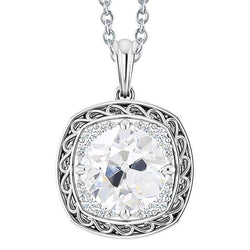 Halo Natürliche Aus der Erde Abgebauter Natürlicher Diamant Anhänger Vintage Style Old Mine Cut Schmuck 4.50 Karat
