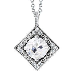 Halo Natürliche Diamant Square Anhänger mit Kette Old Cut Prong Set 4 Karat