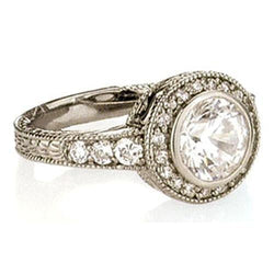 Halo Natürliche Diamant-Verlobungsring im Vintage-Stil 1,35 Karat