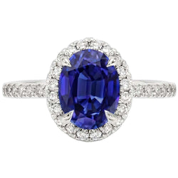 Halo-Natürlicher Diamant ( nicht im Labor gezüchtet )-Ring, Saphir-Schmuck