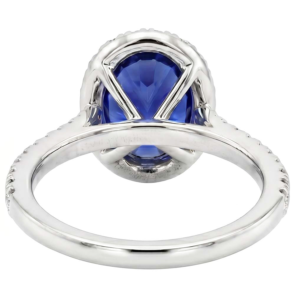 Halo-Natürlicher Diamant ( nicht im Labor gezüchtet )-Ring, Saphir-Schmuck