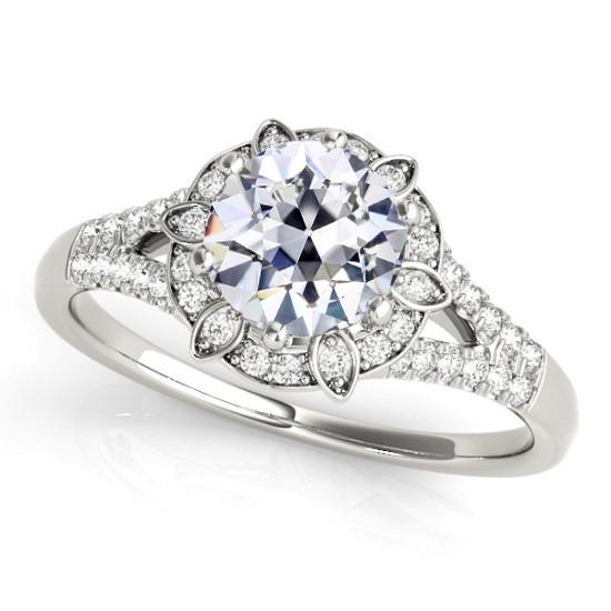 Halo Old Cut Echt Diamant Ring Star Style Split Shank 4.50 Karat