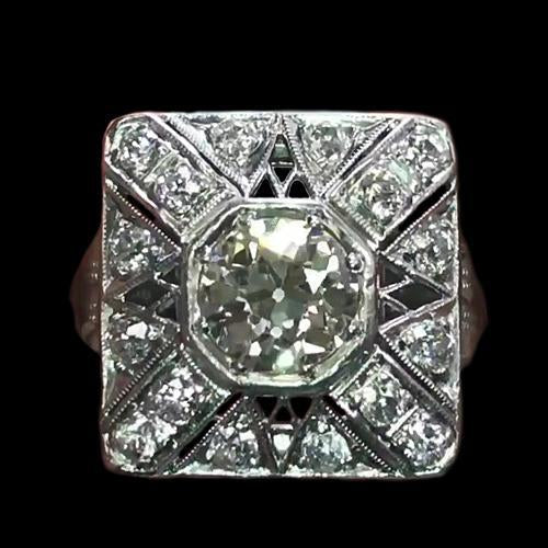 Halo Old Cut Runder Echt Diamantring Antik-Stil 3 Karat Milgrain