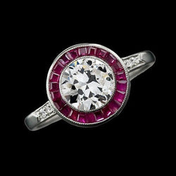 Halo Old Cut Runder Echt Diamantring Baguette Saphire 3,25 Karat