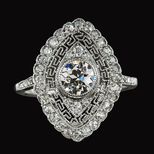 Halo Old Mine Cut Echt Diamantring Lünette 3.25 Karat Milgrain Shank