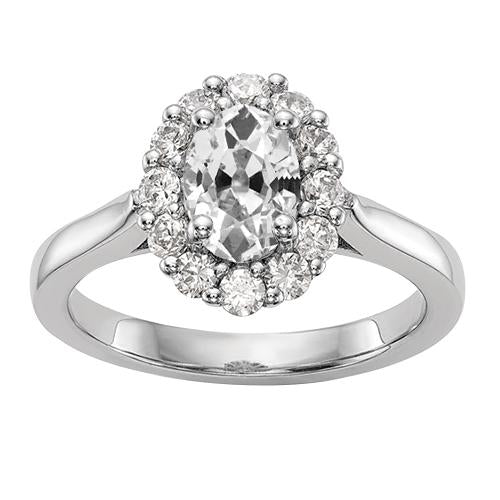 Halo Oval Old Cut Echt Diamant Verlobungsring 3.50 Karat Damenschmuck