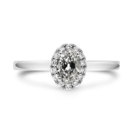 Halo Oval Old Mine Cut Echt Diamant-Verlobungsring 14K Gold 3.50 Karat
