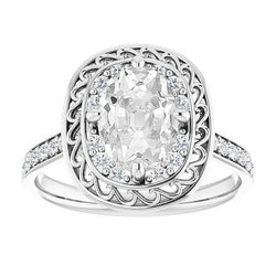 Halo Oval alter Bergmann Echt Aus der Erde Abgebauter Natürlicher Diamantring-Zinken-Set 7.25 Karat